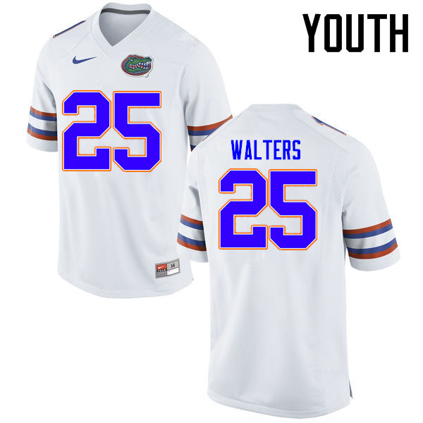 Youth Florida Gators #25 Brady Walters College Football Jerseys Sale-White - Click Image to Close